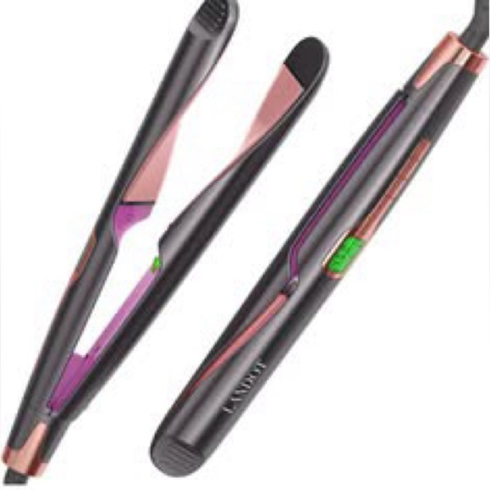 LANDOT Hair Straightener and Curler 2 in 1, Twist Straightening Curling Iron